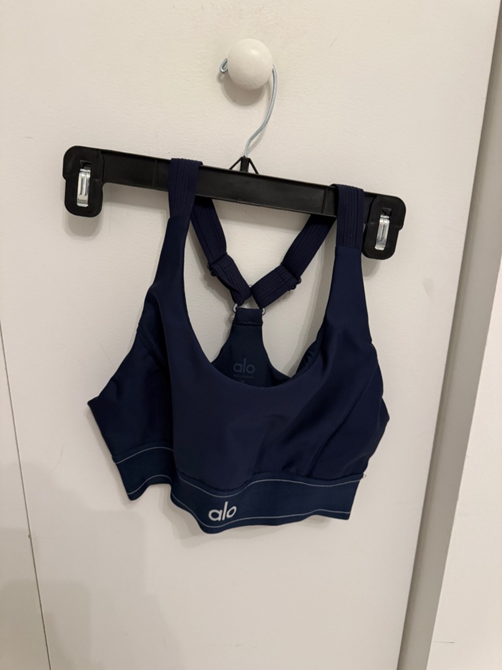 ALO Yoga Navy Cross-Back Medium Support Sports Bra (matching leggings available)